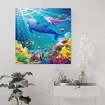 Amazon.co.jp: 海 イルカ「海の歌」イルカ絵画 ポスター アート